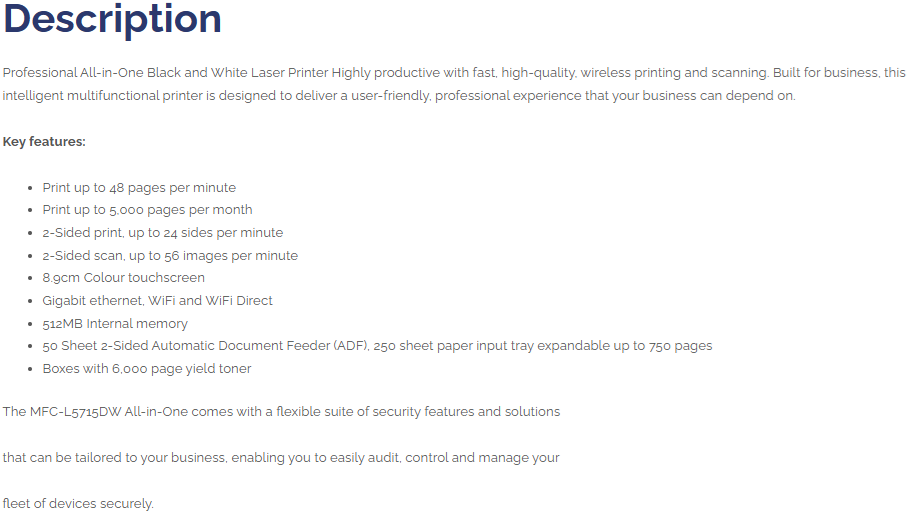 MFC L5715DW Desciption